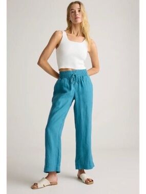 Quince 100% European Linen Wide Leg Pants Color: Mineral Blue - LRG